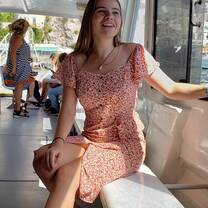 Woman at bus