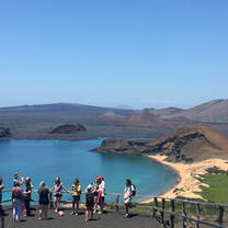 A shot of students overlooking a lake