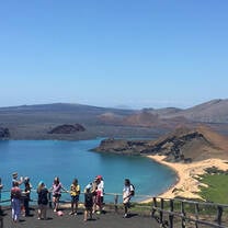 A shot of students overlooking a lake