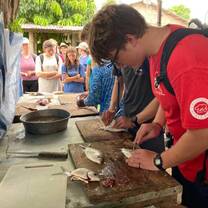 Students doing art project