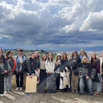 A group photo of students on site at Piazalle Michelangelo 