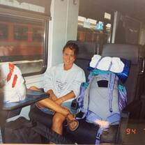 Backpacker in the train
