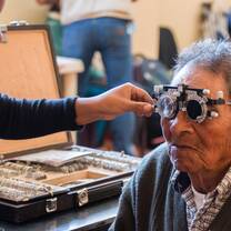 Elderly man's eyes are tested