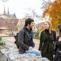 Students in city centre park.