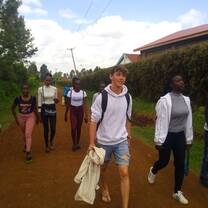 Volunteers having a walk
