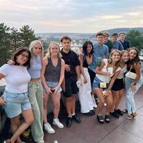 A group of CET Prague students and local roommates outside