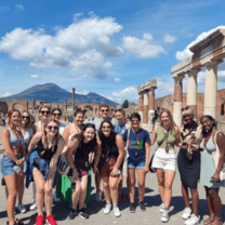 Group photo during tour of Pompeii