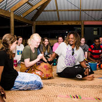 Traditional kava ceremony on the grog mat