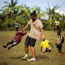 Childcare program playing with children