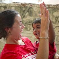 Volunteer with children
