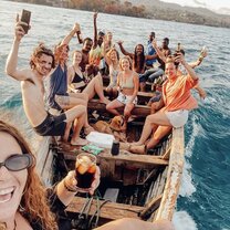 Group photo in a boat