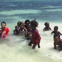 Volunteers and locals