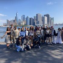 Group of students in front of lower Manhattan
