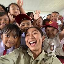 Senior Program Leader with students 