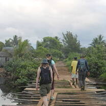 Volunteers coming back from survey