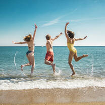Students at the beach in Barcelona
