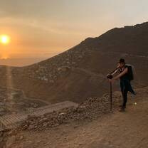 A volunteer shooting the sunset
