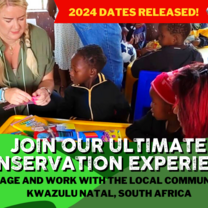 two women with african school children