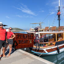 Crew in front of boat 