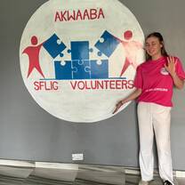 Our Belgium Vounteer Marie at the living areas of the Sfligvolunteers home
