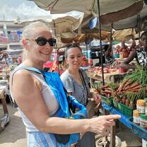 Volunteers at the local market after volunteering hours