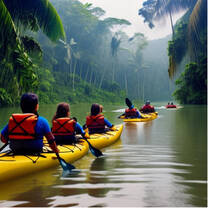 Kayaks in amazon river