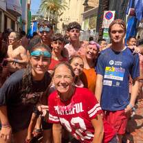 group smiling at La Tomatina Festival