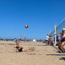 students playing volleyball 