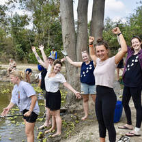 Group of volunteers pose together