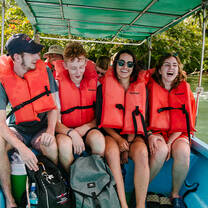 EF Gap Year students boating to the mangroves in the Dominican Republic