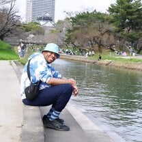 Enjoying the view near Okazaki Castle.