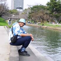 Enjoying the view near Okazaki Castle.