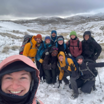 Hiking in snow on the Pisa Mountain Range