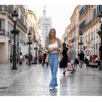 Woman in a town square