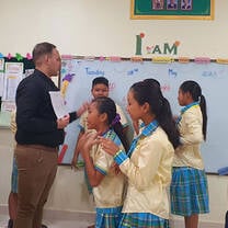 Teacher in Cambodian classroom