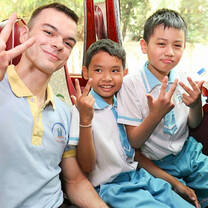 Teacher with Cambodian Students