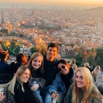 Students enjoy sunset at the Bunkers