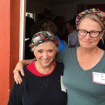 Two women with head scarves