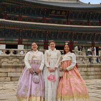 Women on a Korean palace