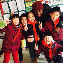 James with his students
