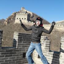 Jumping for joy on the great wall