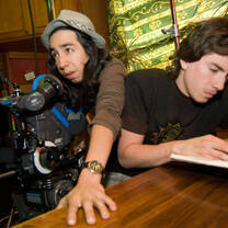 Students planning film shots