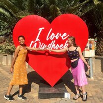 Students at the I Love Windhoek Heart sign
