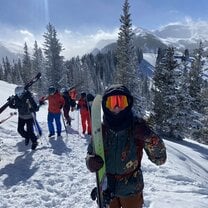 Group of people skiing in the mountain