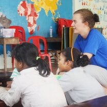 Gap Year Volunteer with locals