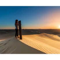 Sand boarding in on dune