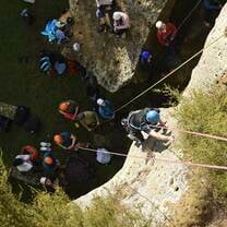 Students rock-climbing