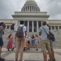 People gathered outside The Capitol
