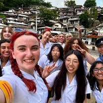 Group selfie at 1970s Korean Village