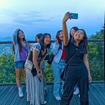 Woman snap a selfie at the top of Mt. Namsan 